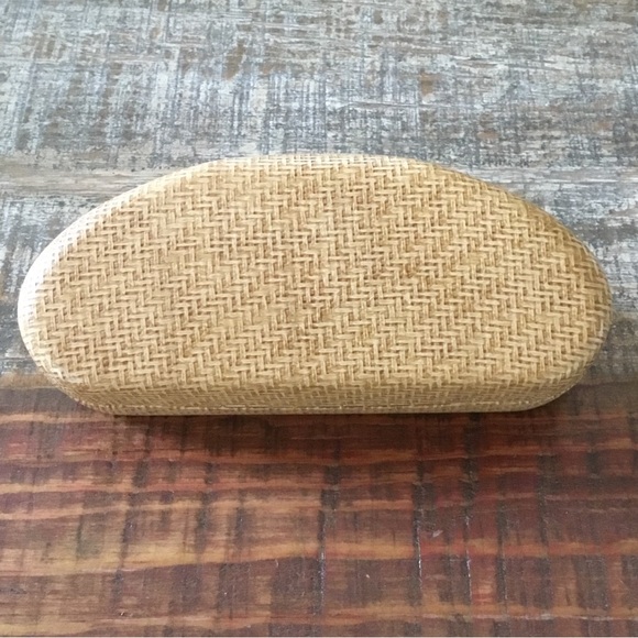 Maui Jim Hard Case Clamshell Tan Woven Wicker Sunglass Case - Picture 6 of 11